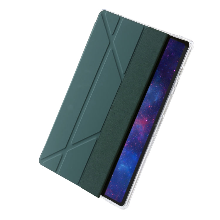 For Samsung Galaxy Tab S9 Clear Acrylic Deformation Leather Tablet Case(Deep Green) by bashfashion