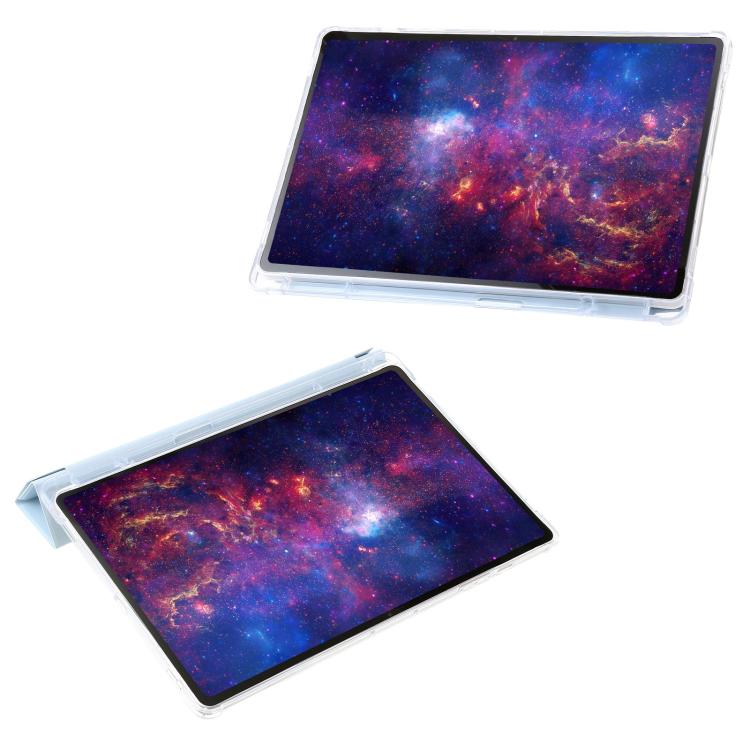 For Samsung Galaxy Tab S10 FE+ Clear Acrylic Deformation Leather Tablet Case(Ice Blue) by bashfashion