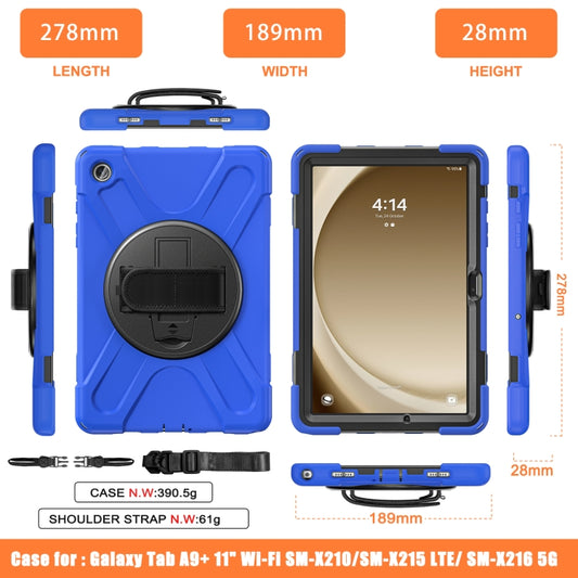 For Samsung Galaxy Tab A9+ / Tab 11+ Rotatable Kickstand Grip Heavy Duty Hard Rugged Tablet Case(Blue) by bashfashion