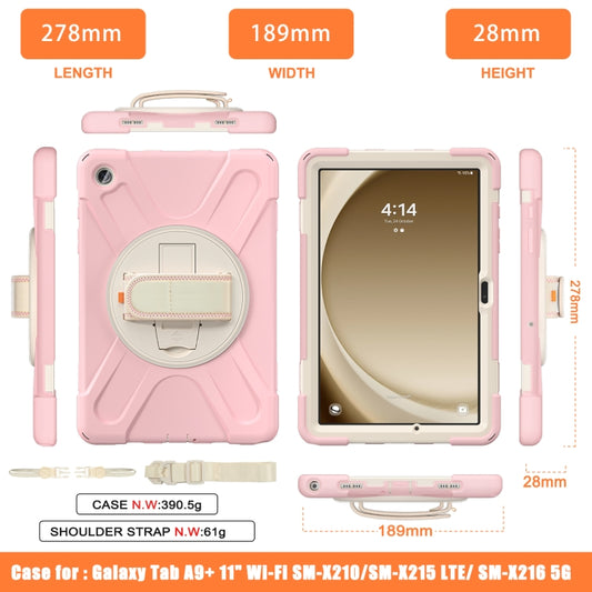 For Samsung Galaxy Tab A9+ / Tab 11+ Rotatable Kickstand Grip Heavy Duty Hard Rugged Tablet Case(Pink) by bashfashion