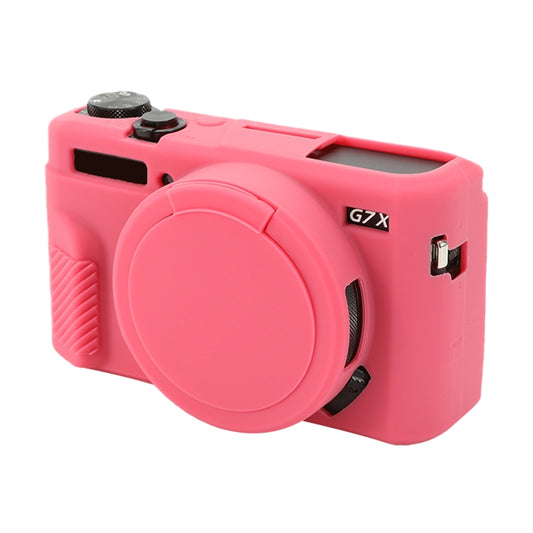 For Canon PowerShot G7 X Mark II / G7X2 Soft Silicone Protective Case with Lens Cover(Peach Red) by bashfashion
