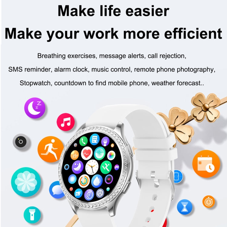 AK53 IP67 BT5.2 1.32inch Smart Watch Support Voice Call / Health Monitoring, Style:Pearl Steel Strap(Gold) by bashfashion