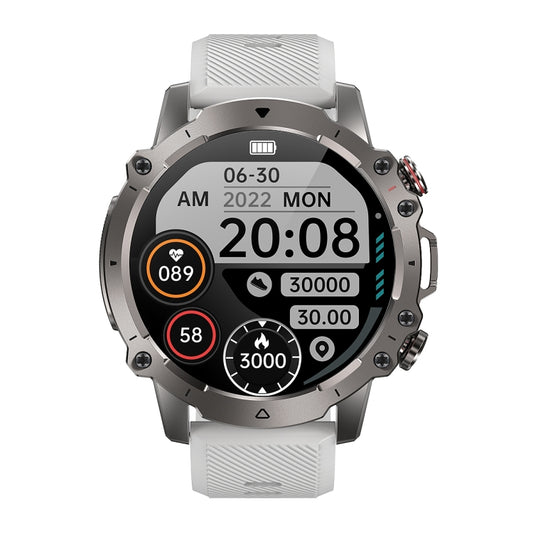 AK56 IP67 BT5.1 1.43inch Smart Watch Support Voice Call / Health Monitoring, Style:Silicone Strap(Silver) by bashfashion