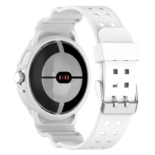 For Google Pixel Watch 2 Integrated Fully Enclosed Silicone Watch Band(White) by bashfashion