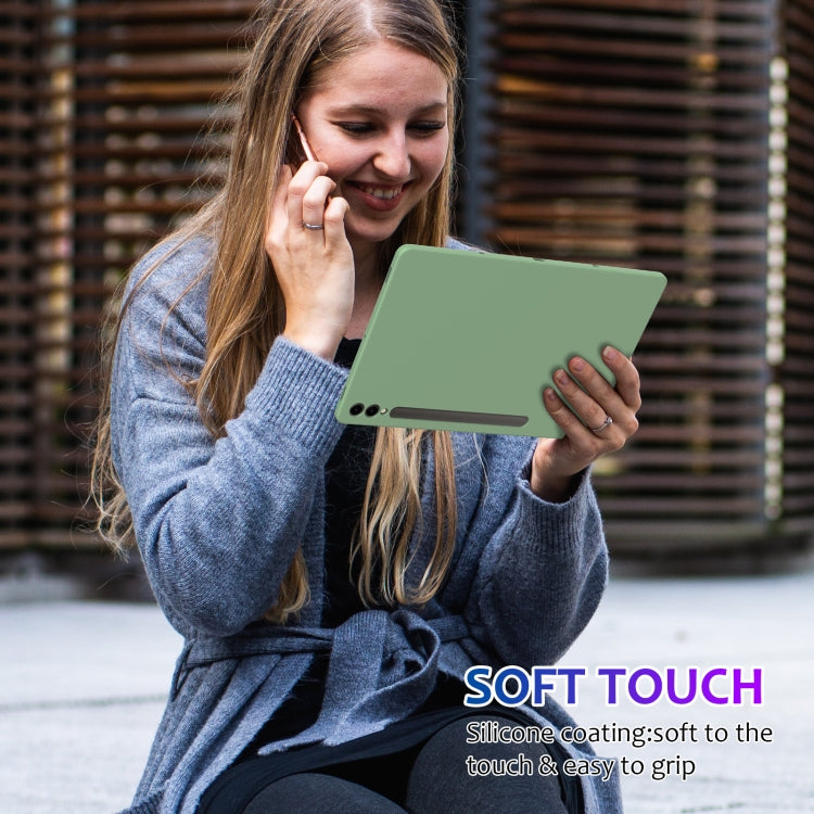 For Samsung Galaxy Tab S9+ Pure Color Liquid Silicone Shockproof Tablet Case(Green) by bashfashion