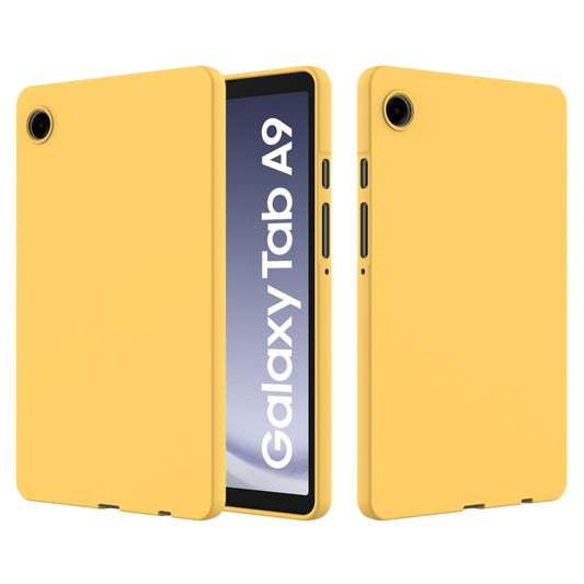 For Samsung Galaxy Tab A9 Pure Color Liquid Silicone Shockproof Tablet Case(Yellow) by bashfashion