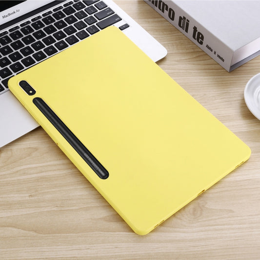 For Samsung Galaxy Tab S9 FE+ / S10+ Pure Color Liquid Silicone Shockproof Tablet Case(Yellow) by bashfashion