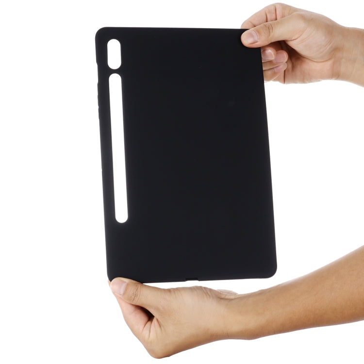 For Samsung Galaxy Tab S9 Pure Color Liquid Silicone Shockproof Tablet Case(Black) by bashfashion