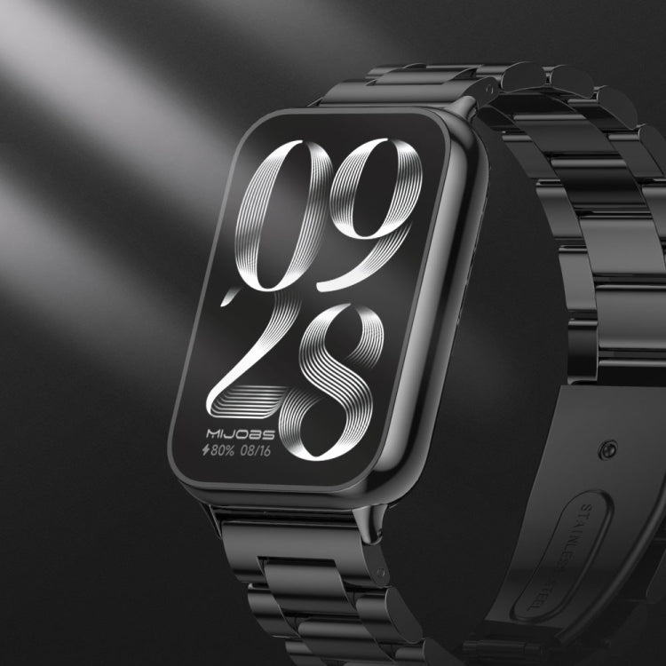 For Xiaomi Smart Band 9 Pro / 8 Pro Mijobs Three Beads Stainless Steel Watch Band(Gold) by MIJOBS