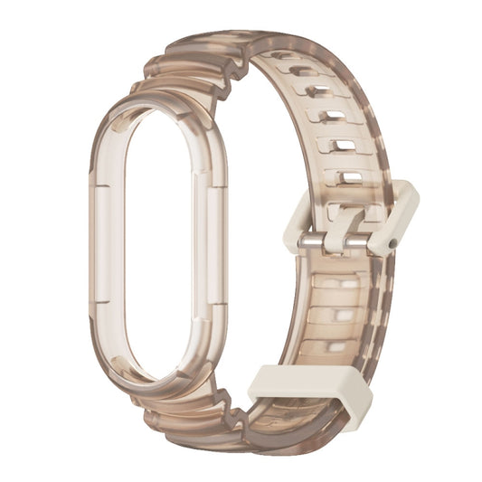 For Xiaomi Mi Band 8 MIJOBS GS Unibody Clear Color Sports Watch Band(Coffee) by MIJOBS