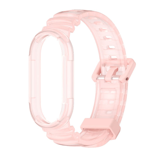 For Xiaomi Mi Band 8 MIJOBS GS Unibody Clear Color Sports Watch Band(Pink) by MIJOBS