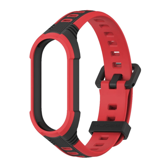 For Xiaomi Mi Band 8 MIJOBS Unibody Two Color Silicone Watch Band(Black Red) by MIJOBS