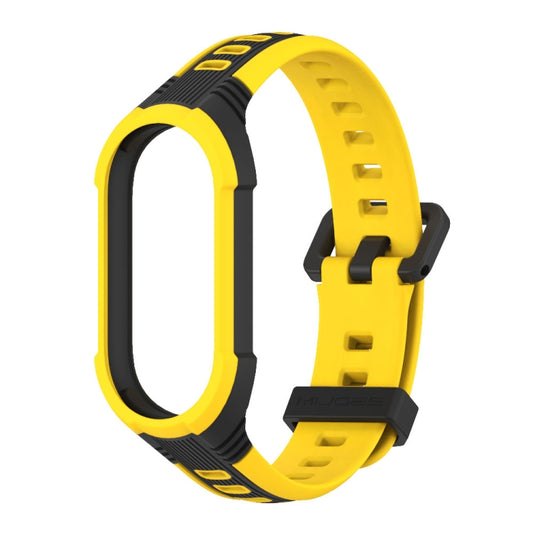 For Xiaomi Mi Band 8 MIJOBS Unibody Two Color Silicone Watch Band(Black Yellow) by MIJOBS