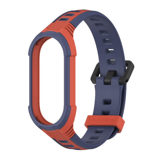 For Xiaomi Mi Band 8 MIJOBS Unibody Two Color Silicone Watch Band(Orang Midnight Blue) by MIJOBS