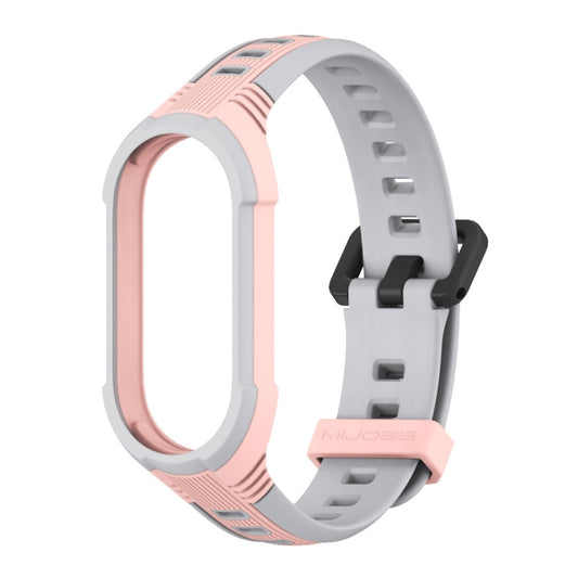 For Xiaomi Mi Band 8 MIJOBS Unibody Two Color Silicone Watch Band(Pink Grey) by MIJOBS