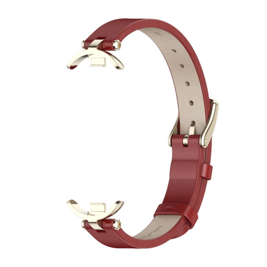 For Xiaomi Smart Band 10 / 9 / 8 Mijobs First Layer Cowhide Watch Band(Red Light Gold) by MIJOBS