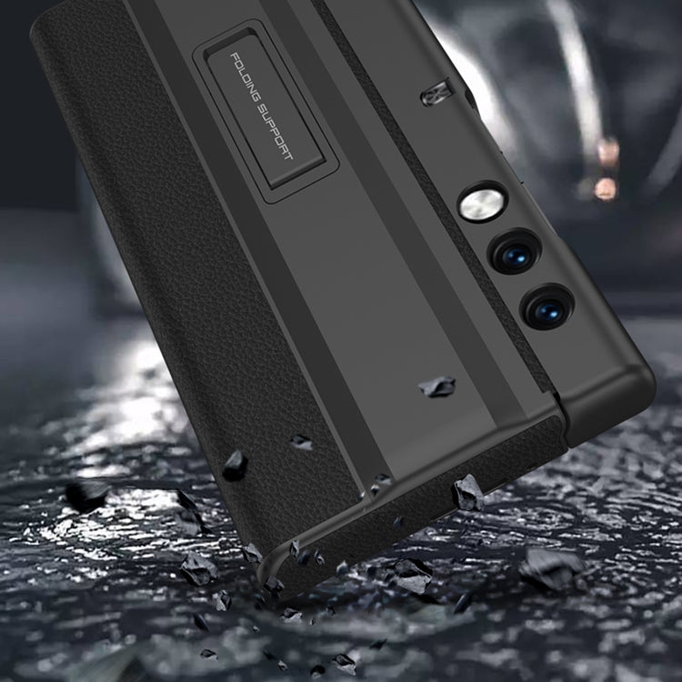 For Honor V Purse GKK Full Coverage Folding Leather Phone Case with Holder(Carbon Fiber) by GKK