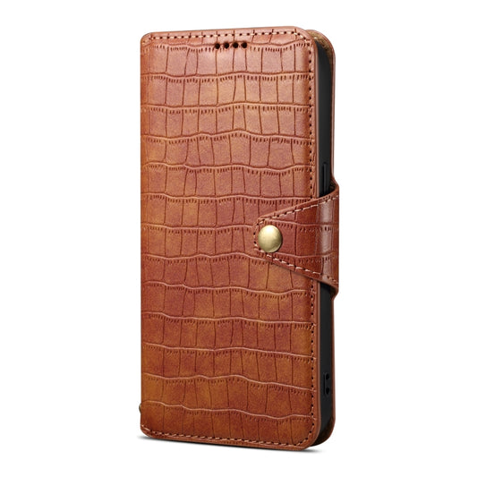 For Huawei Mate 40 Pro Denior Crocodile Texture Oil Edge Leather Phone Case(Brown) by Denior