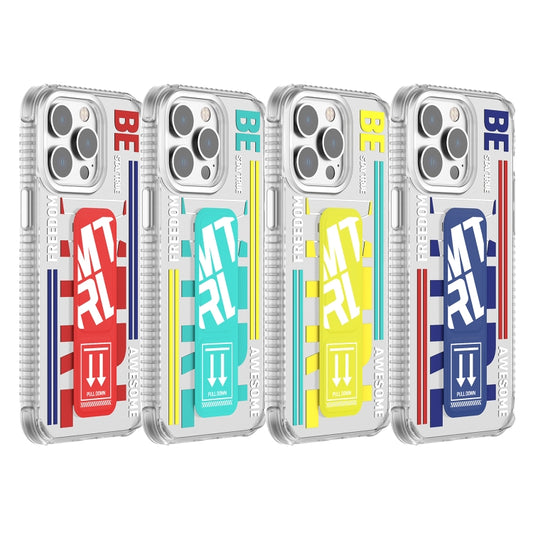 For iPhone 15 Pro Mutural Cyber Series TPU Phone Case with IML Stand(Yellow) by Mutural