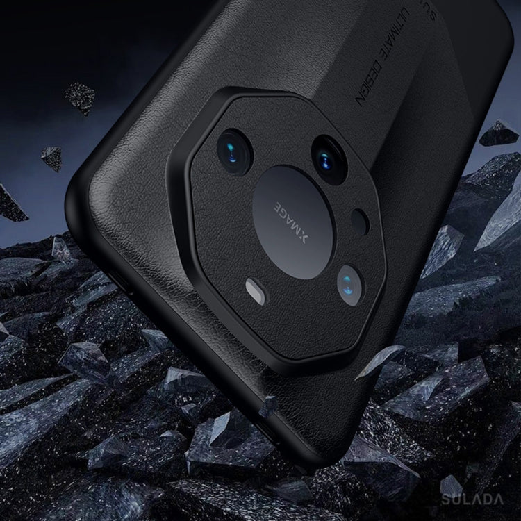 For Huawei Mate 60 RS Ultimate SULADA Plain Leather + PC Shockproof Phone Case(Black) by SULADA