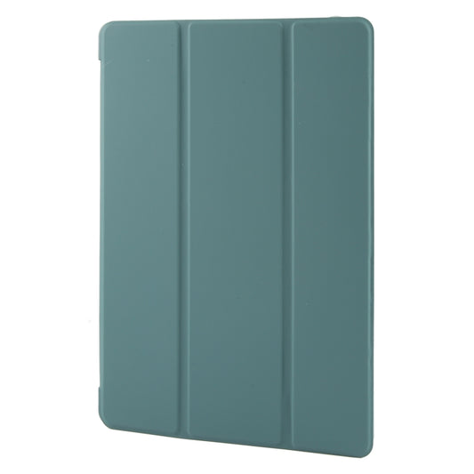 For Samsung Galaxy Tab A11+ / A9+ Tri-fold Holder Horizontal Flip TPU Leather Tablet Case(Dark Green) by bashfashion