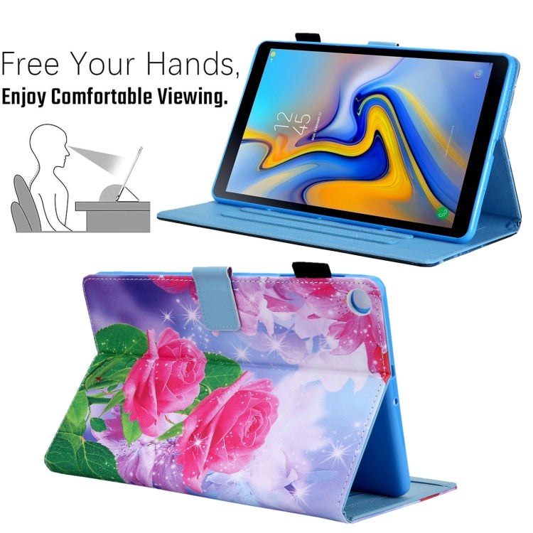 For Samsung Galaxy Tab A11 / A9 Colored Drawing Leather Tablet Case(Red Rose) by bashfashion
