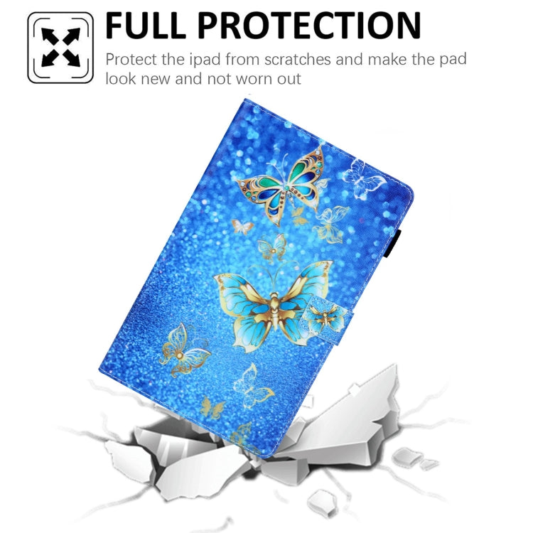 For Samsung Galaxy Tab A11+ / A9+ Colored Drawing Leather Tablet Case(Golden Butterfly)