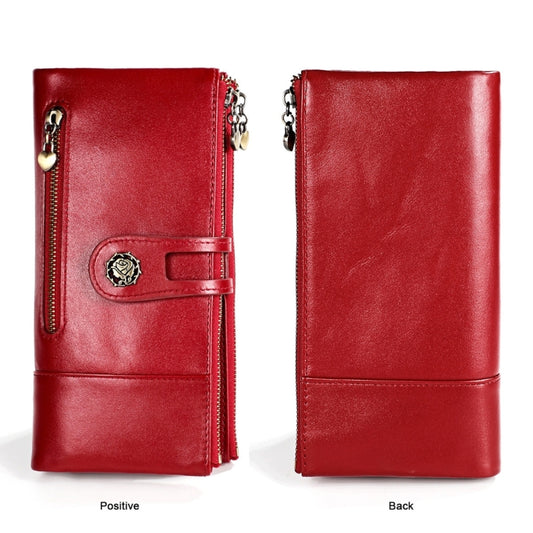 3513 Antimagnetic RFID Multi-function Retro Leather Lady Wallet Large-capacity Purse with Card Holder(Red) by bashfashion