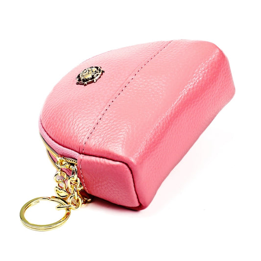 2027 Lady Leather Zipper Wallet Purse Double-pocket Little Shell Bag(Pink) by bashfashion