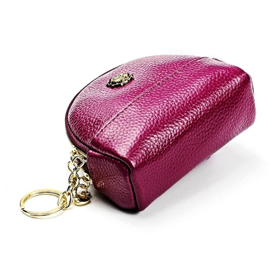 2027 Lady Leather Zipper Wallet Purse Double-pocket Little Shell Bag(Purple) by bashfashion