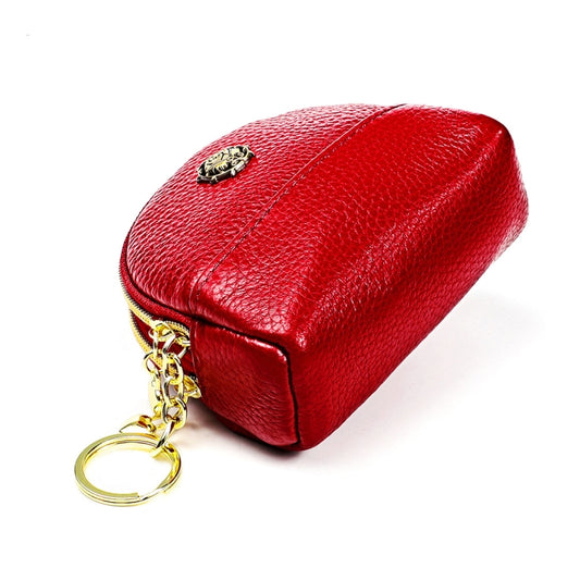 2027 Lady Leather Zipper Wallet Purse Double-pocket Little Shell Bag(Red) by bashfashion
