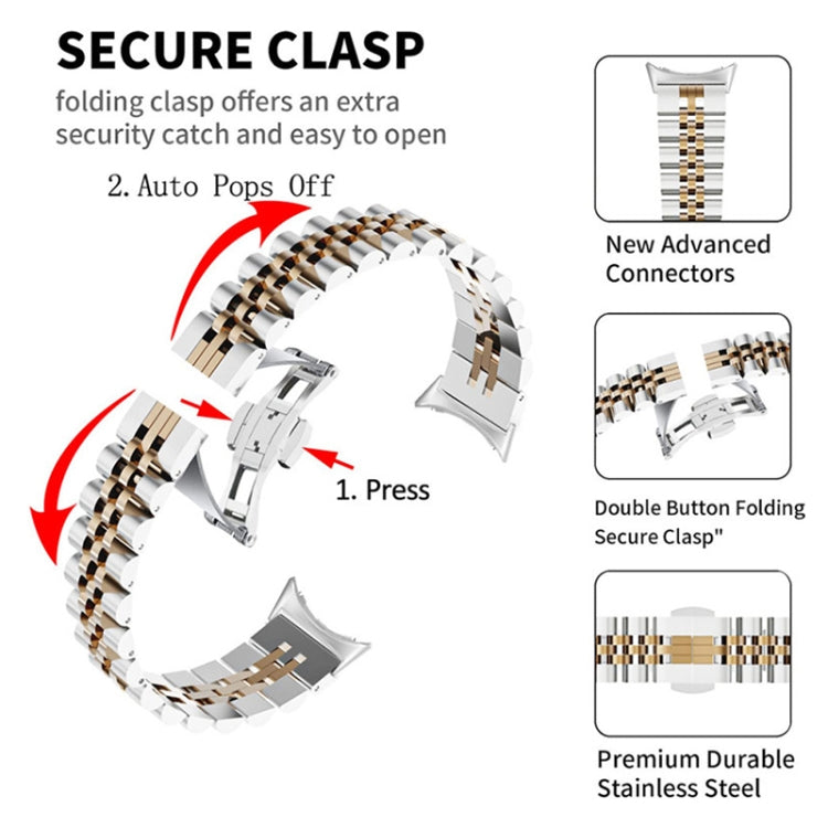 For Google Pixel Watch 2 / Pixel Watch Seven Beads Stainless Steel Metal Watch Band(Black) by bashfashion