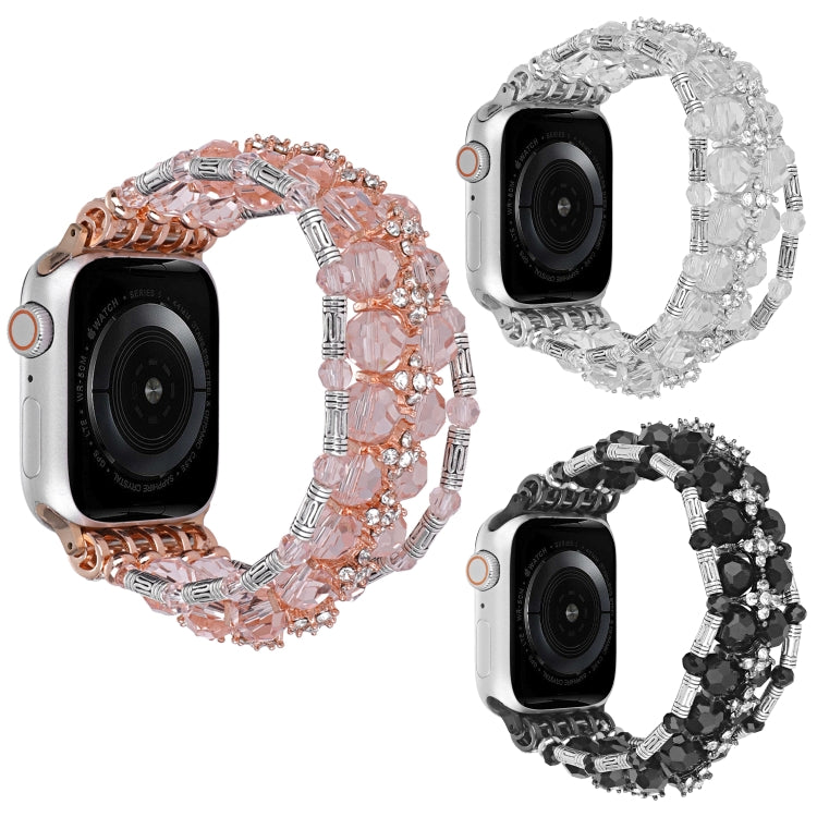 For Apple Watch Ultra 2 49mm Beaded Diamond Bracelet Watch Band(Black) by bashfashion
