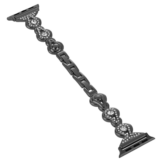 For Apple Watch Series 4 40mm Gourd Diamond Metal Watch Band(Black) by bashfashion