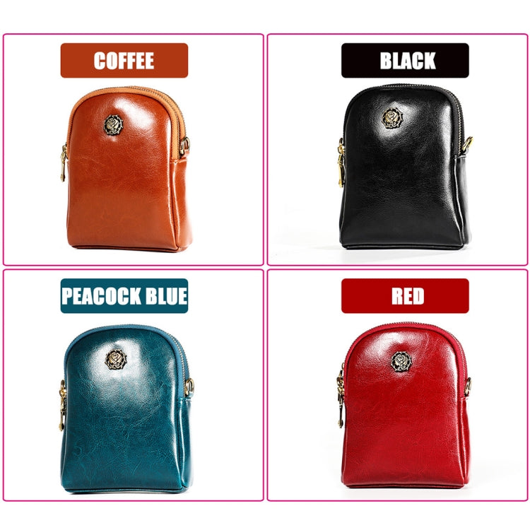 6062 Lady Retro Oil Wax Leather Shoulder Bag Small Phone bag(Red) by bashfashion
