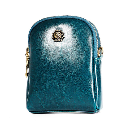 6062 Lady Retro Oil Wax Leather Shoulder Bag Small Phone bag(Blue) by bashfashion