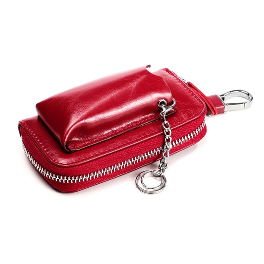 9108 Large Capacity Zipper Leather Keys Holder Bag Multi-function Wallet(Red) by bashfashion