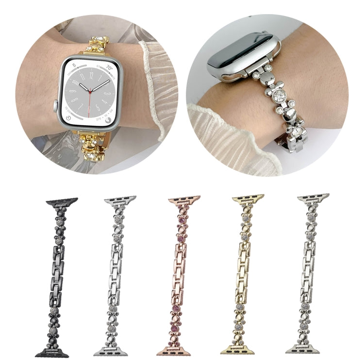 For Apple Watch Series 4 40mm Metal Diamond Bear Chain Watch Band(Gold) by bashfashion