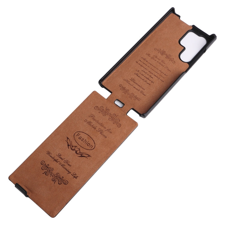 For Samsung Galaxy S24 Ultra 5G Fierre Shann 64 Texture Vertical Flip PU Leather Phone Case(Brown) by FIERRE SHANN