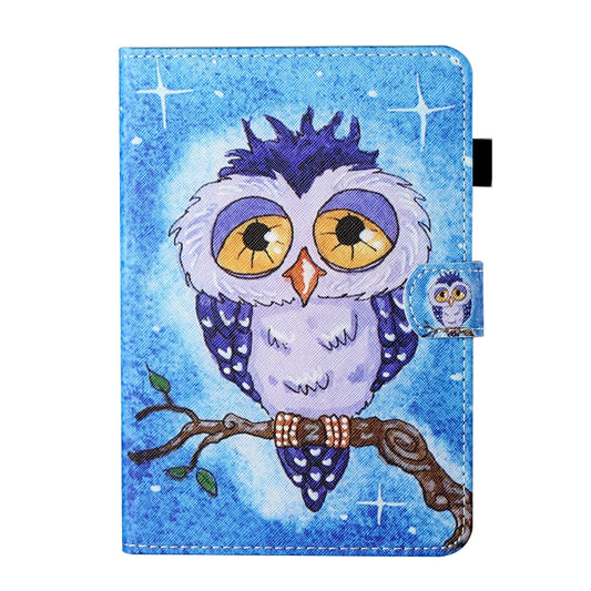 For Samsung Galaxy Tab A11+ / A9+ Coloured Drawing Stitching Smart Leather Tablet Case(Blue Owl) by bashfashion