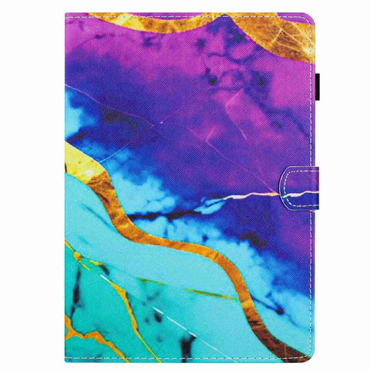 For Samsung Galaxy Tab A11+ / A9+ Marble Pattern Stitching Smart Leather Tablet Case(Purple Blue) by bashfashion