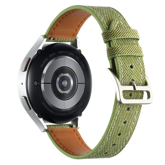 20mm Universal Denim Leather Buckle Watch Band(Grass Green) by bashfashion