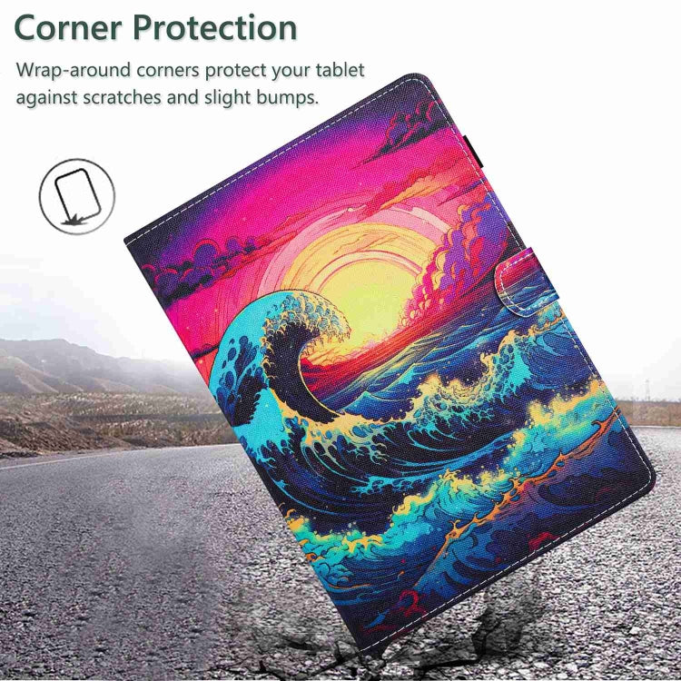 For Lenovo Tab M10 3rd Gen Painted Pattern Stitching Smart Leather Tablet Case(Waves) by bashfashion