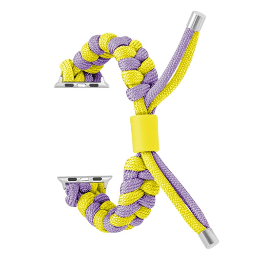 For Apple Watch 42mm Paracord Fishtail Braided Silicone Bead Watch Band(Purple Yellow) by bashfashion