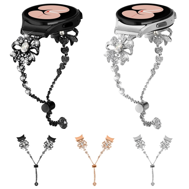 For Samsung Galaxy Watch6 / 6 Classic Bowknot Glitter Diamond Bracelet Watch Band(Black) by bashfashion