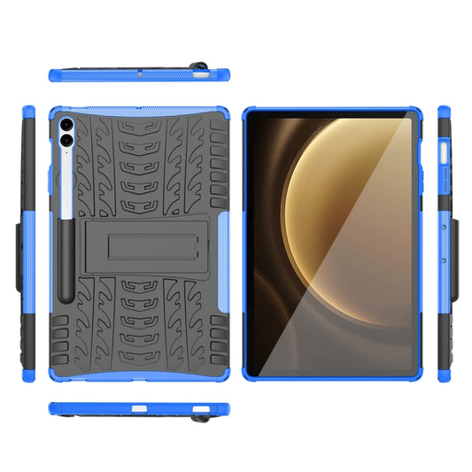 For Samsung Galaxy Tab S9 FE+ Tire Texture TPU + PC Tablet Case with Holder(Blue) by bashfashion