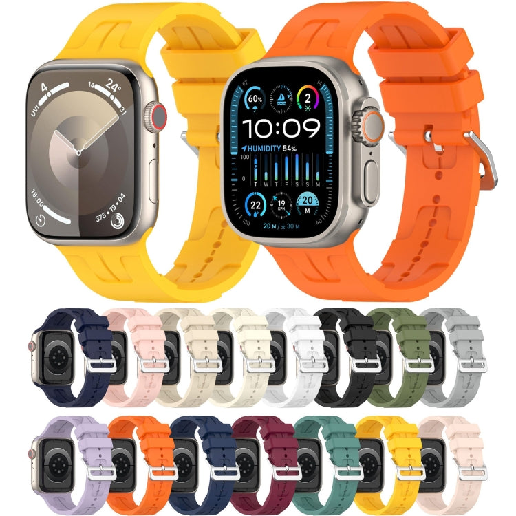 For Apple Watch SE 2023 44mm H Texture Silicone Ladder Buckle Watch Band(White) by bashfashion