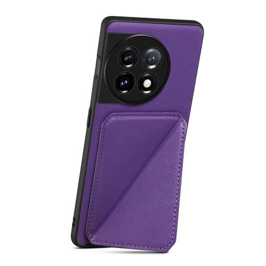 For OnePlus Ace 2 / 11R 5G Denior Imitation Calf Leather Back Phone Case with Holder(Purple) by Denior