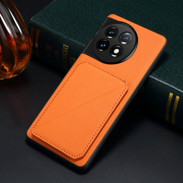 For OnePlus Nord CE 3 Lite / N30 Denior Imitation Calf Leather Back Phone Case with Holder(Orange) by Denior