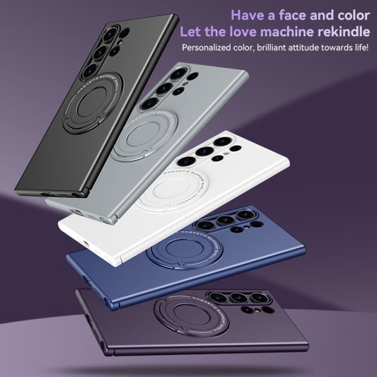 For Samsung Galaxy S24+ 5G Matte Magsafe Magnetic Phone Case with Trolley Holder(White) by bashfashion